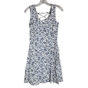 Elisse‎ Vtg Women's Sz 6 Blue Floral Feminine Summer Y2K Sleeveless Mini Dress